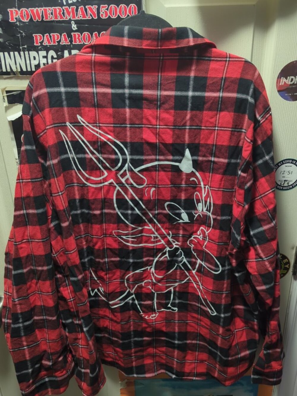 Hot Stuff Flannel Shirt Men's 3XL Cakeworthy Red Plaid Embroidered